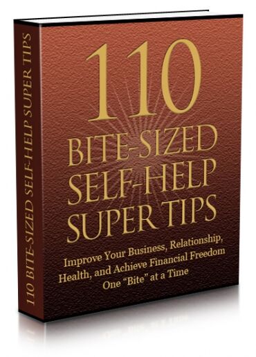 eCover representing 110 Bite-Sized Self-Help Super Tips eBooks & Reports with Master Resell Rights