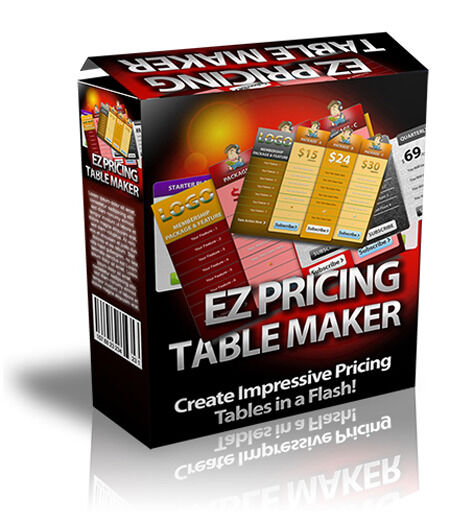 eCover representing EZ Pricing Table Maker Software & Scripts with Master Resell Rights